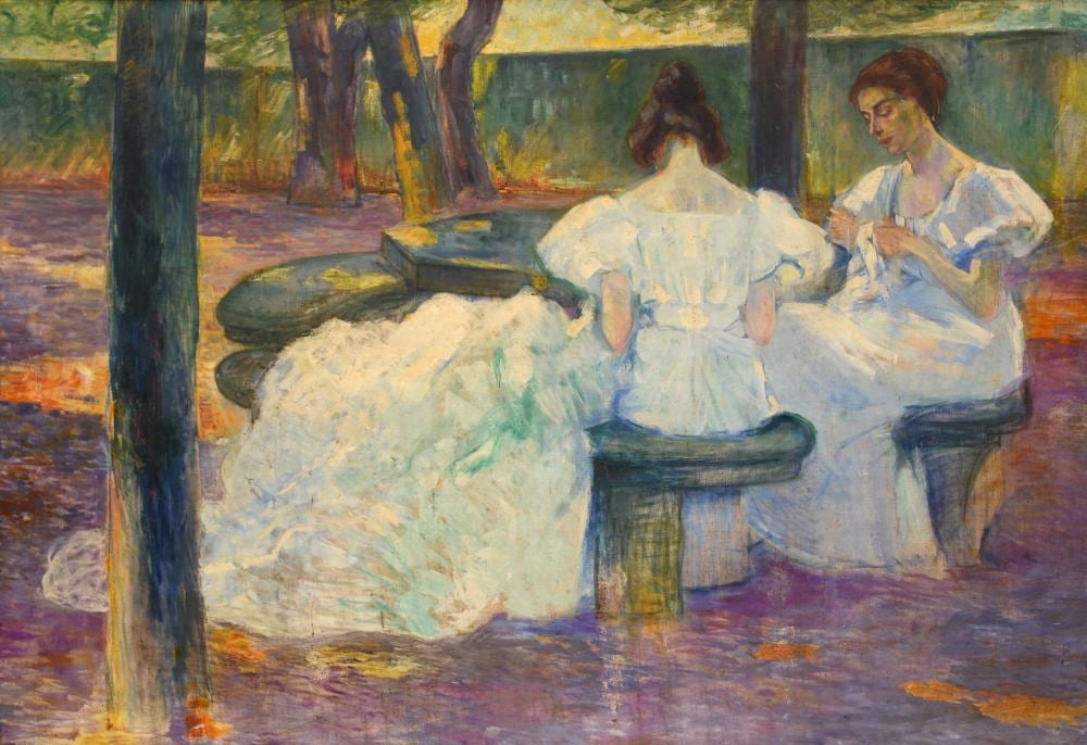 Ludolf Verworner comparable auction result: ludolf verworner 1864 1927 charlotte con un amica a lavoro 1895 1898