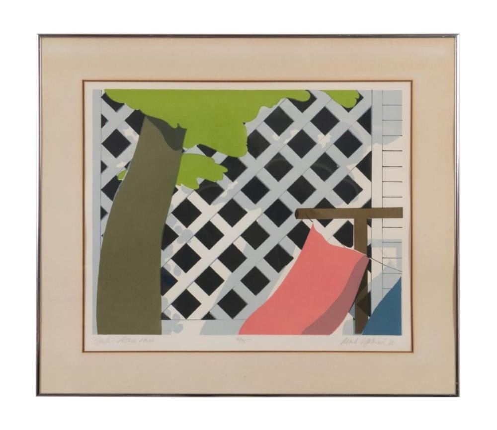 maud gatewood spots lattice porch silkscreen · Ahlers & Ogletree Inc. · 2024-02-23 Maud Gatewood comparable auction result: maud gatewood spots lattice porch silkscreen