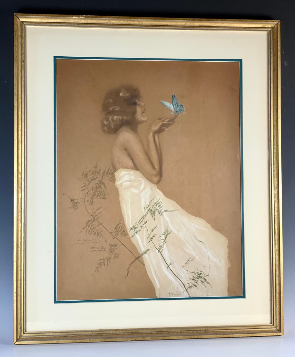 raphael kirchner 1875 1917 girl butterfly · Treasureseeker Auctions LLC · 2024-02-18 Raphael Kirchner comparable auction result: raphael kirchner 1875 1917 girl butterfly