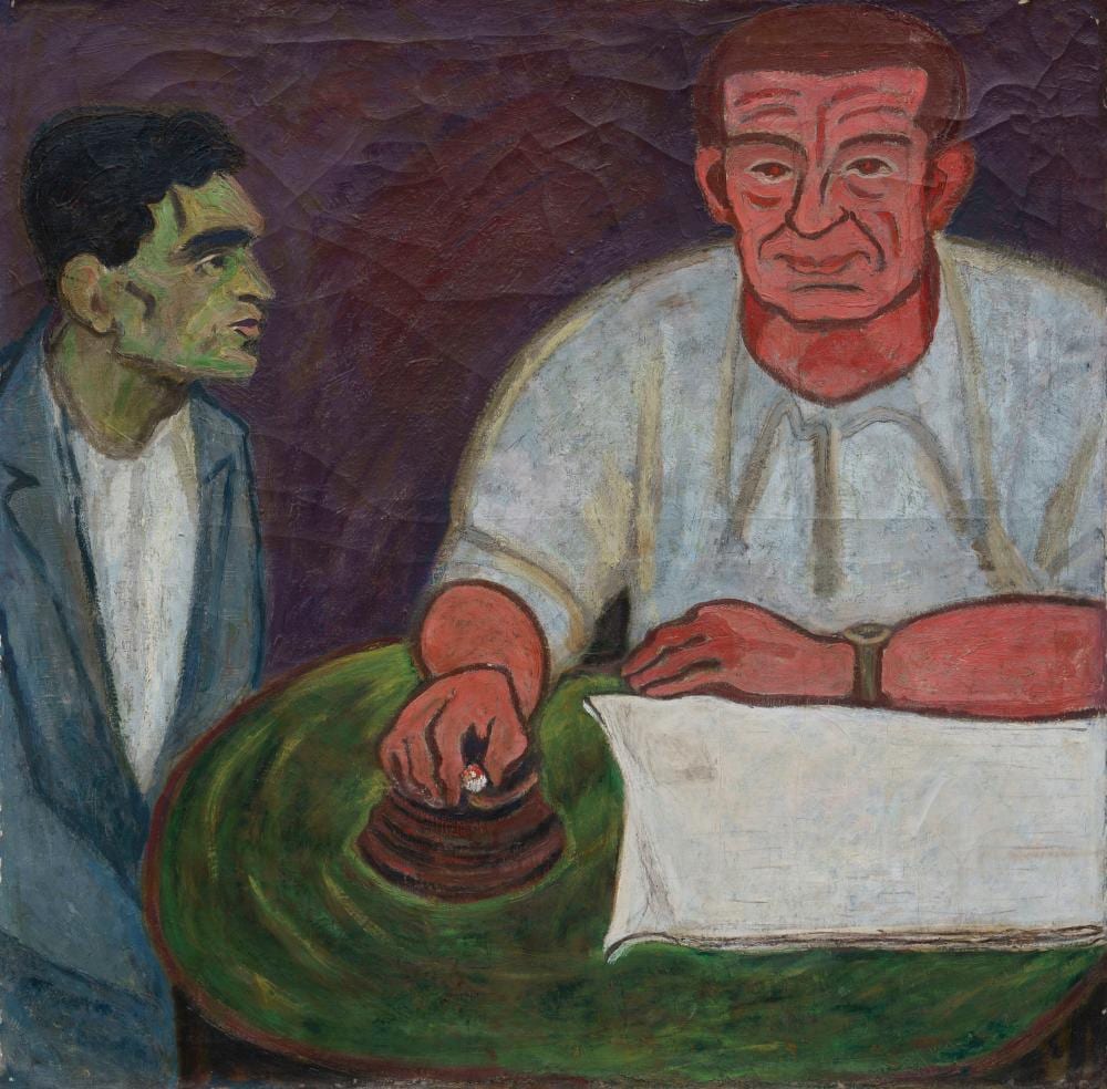 Karl Lohse comparable auction result: carl lohse selbstbildnis mit schwiegervater um 1930