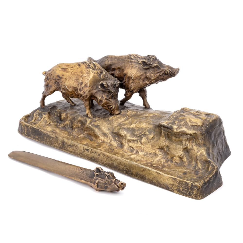 Friedrich Gornik comparable auction result: friedrich gornik austrian 1877 1943 a bronze inkstand and letter opener
