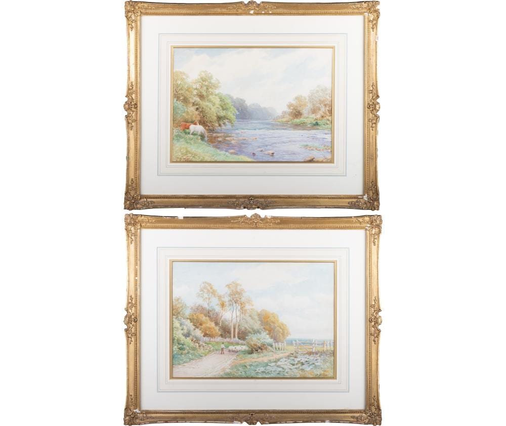 John Bates Noel comparable auction result: john bates noel 1870 1927 a pair of countryside views on the nidd and a country lane worcestershire