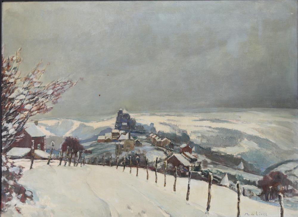Marcel de Lince comparable auction result: marcel de lince 1886 1958 chevremont in winter oil on canvas