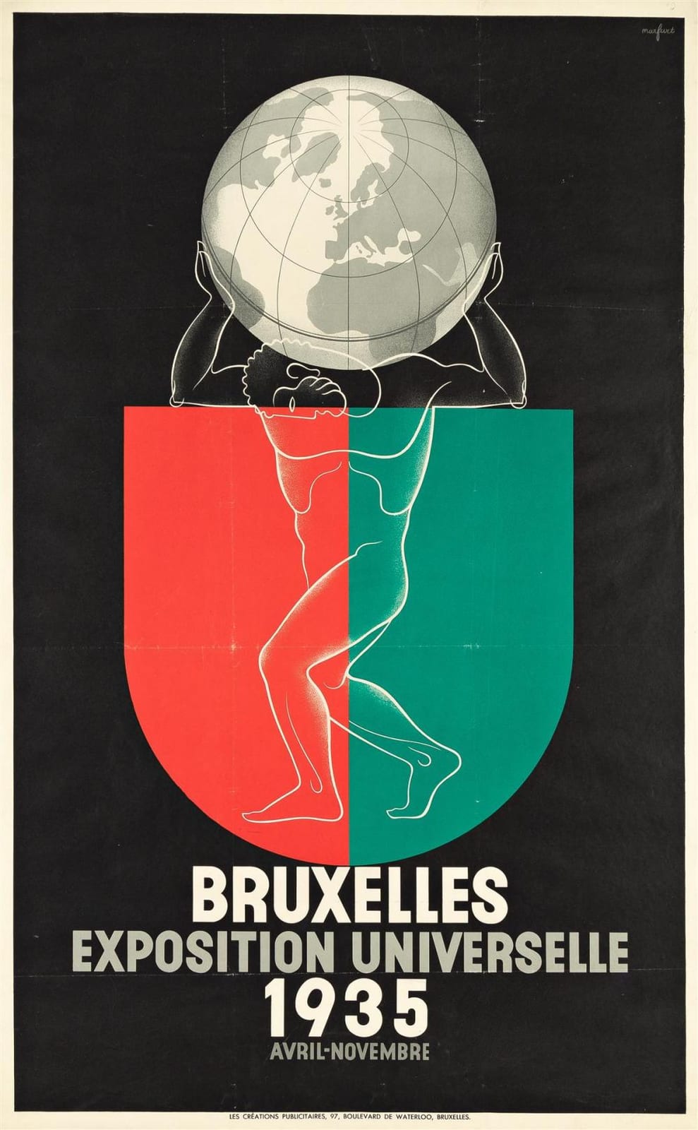 Leo Marfurt comparable auction result: leo marfurt 1894 1977 bruxelles exposition universelle 1935 39x24 inches 99x61 cm les creations publicitaires brussels