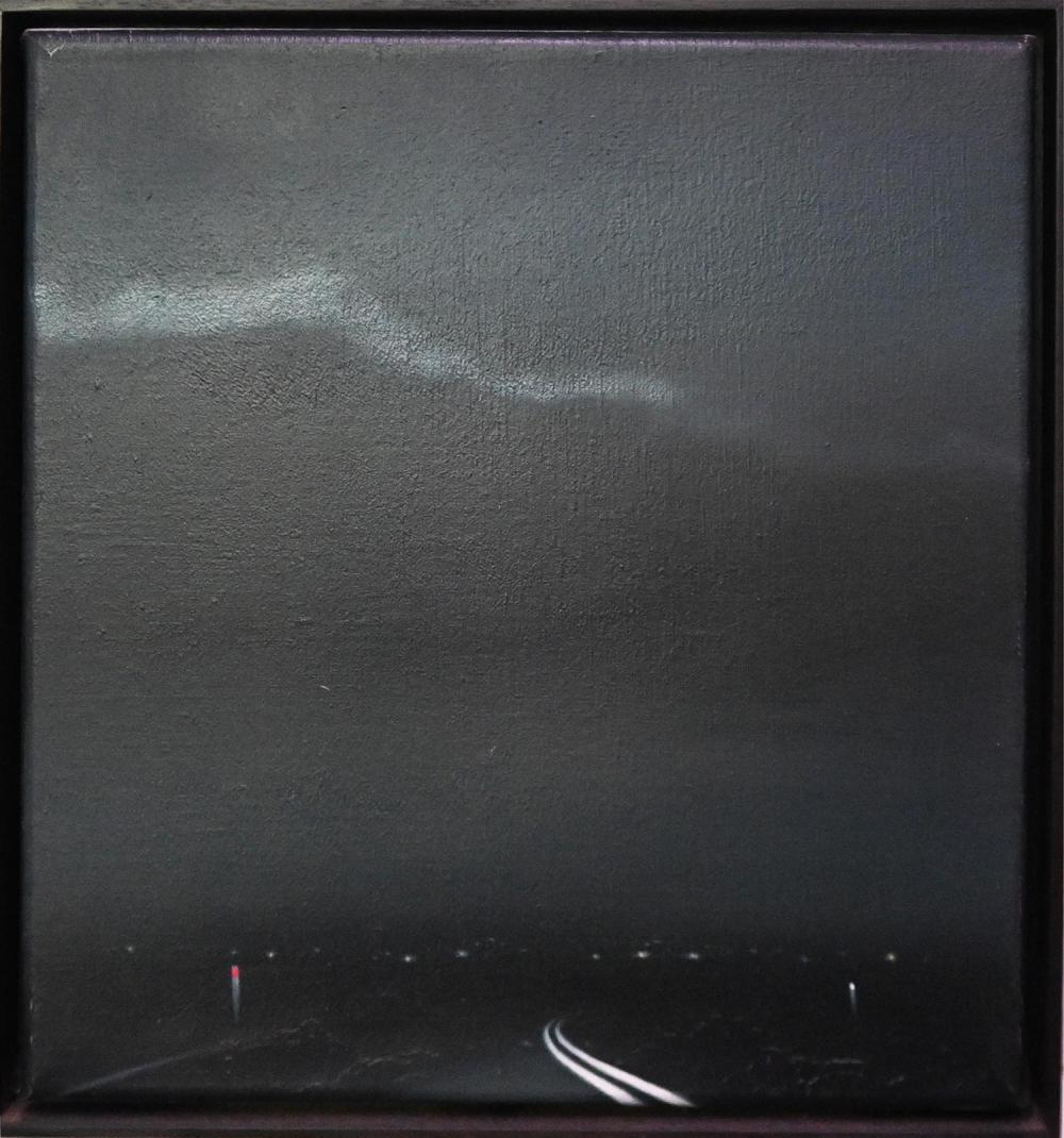 Tony Lloyd comparable auction result: tony lloyd out skirts 2003 oil on linen signed and dated verso 31 x 31cm frame size 43 x 43cm