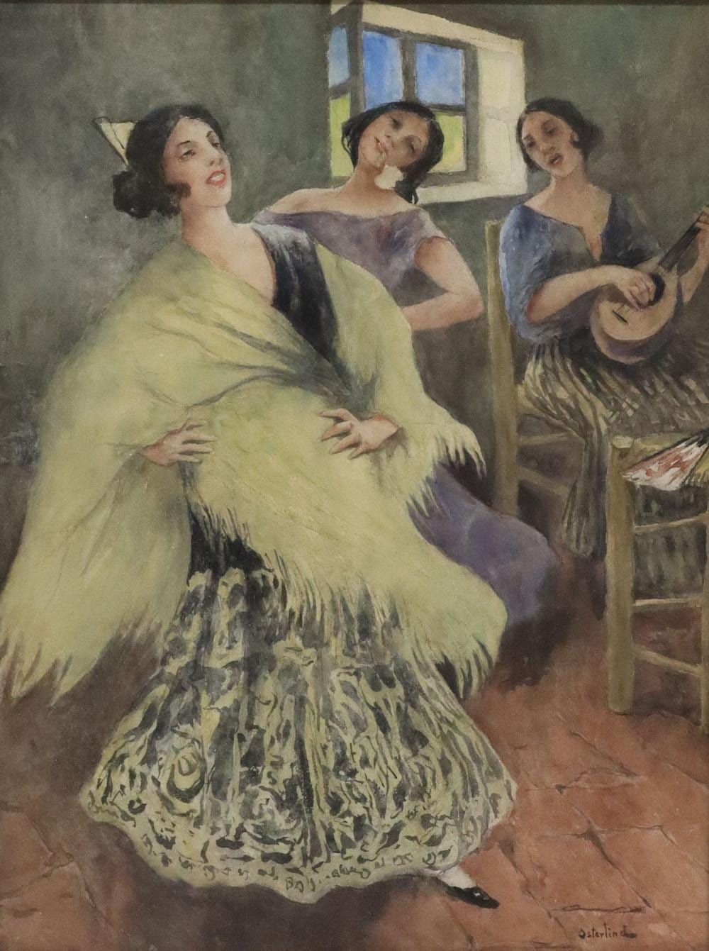 Allan Österlind comparable auction result: allan osterlind 1855 1938 watercolor painting spanish dancers