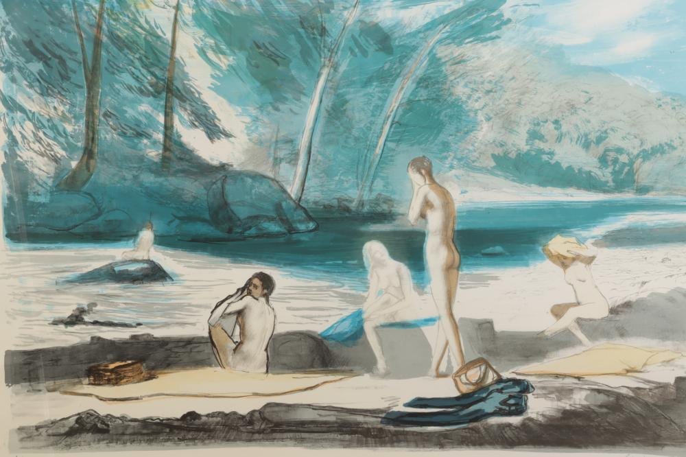 luciano guarnieri bathers lithograph · Litchfield Auctions · 2024-02-21 Luciano Guarnieri comparable auction result: luciano guarnieri bathers lithograph