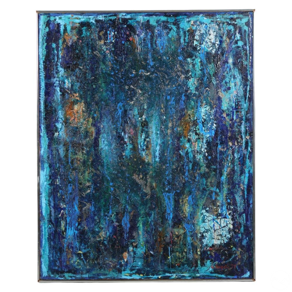george dergalis b 1928 blue spectrum oil painting · Hill Auction Gallery · 2024-02-28 George Dergalis comparable auction result: george dergalis b 1928 blue spectrum oil painting