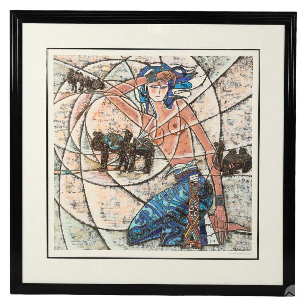 Shaoguang Ding comparable auction result: shao kuang ting b 1939 silk road le litho signed