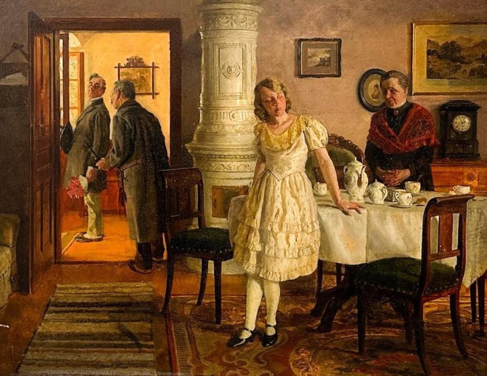 Adolf Reich comparable auction result: adolf reich 1887 1963 oil on panel teatime