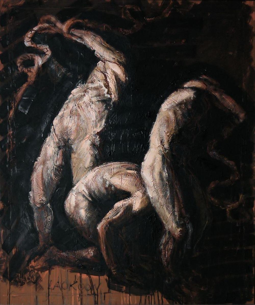 Aleksander Roszkowski comparable auction result: aleksander roszkowski laokoon gro formatiges lgem lde von 1989 gerahmt