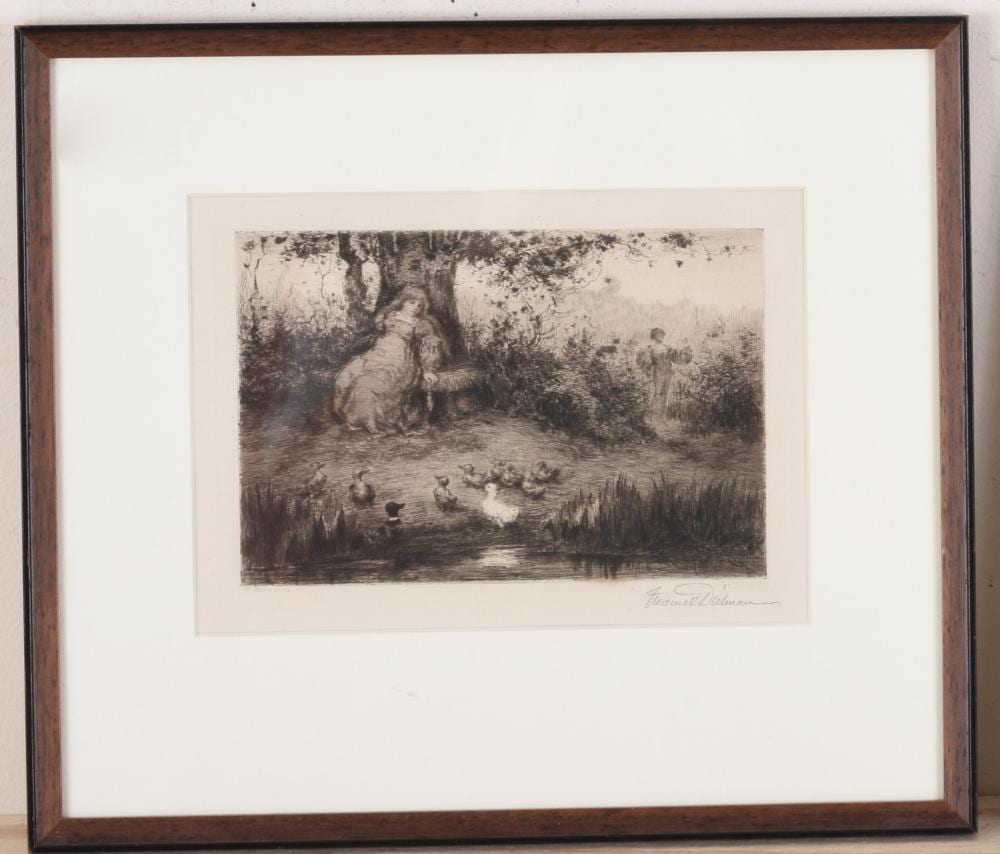 Frederick Dielman comparable auction result: frederick dielman engraving the trysting place