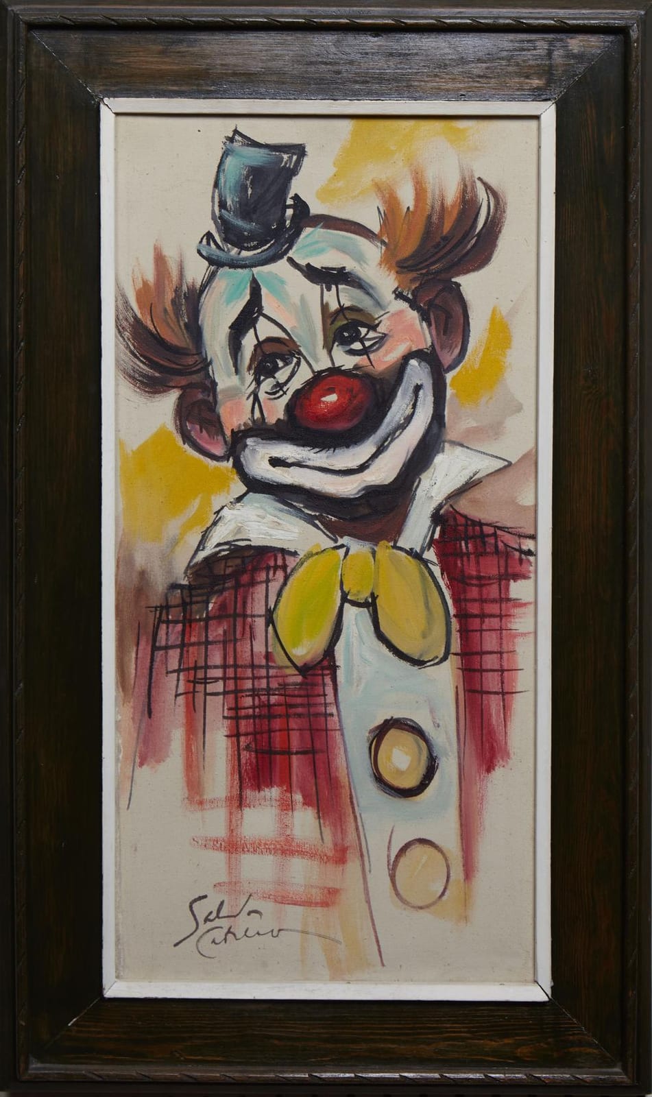 Salvador Cabrera comparable auction result: salvador cabrera filipino b 1929 happy clown 20th c h 12 in w 24 in framed h 24 in w 18 in