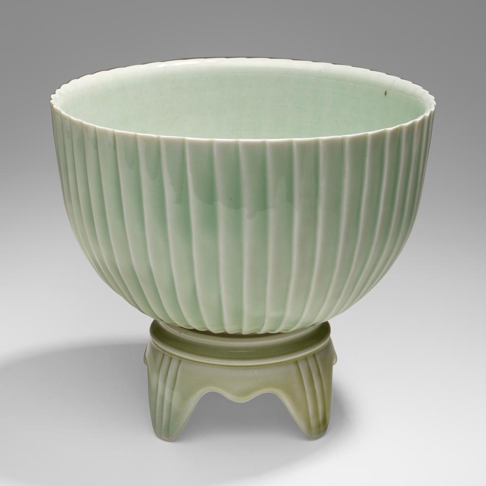 Clifford Lee comparable auction result: clifford lee celadon bowl on stand