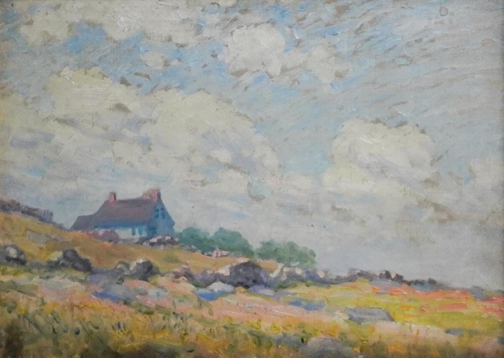 Frederick Usher Devoll comparable auction result: frederick usher devoll american 1873 1941 homestead on a hillside with stone wall oil on canvas frame 16 1 2 x 20 3 4 in 41 9 x 52 7 cm