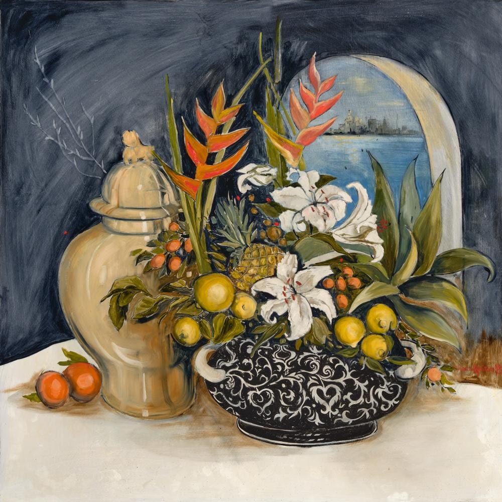 Diana Watson comparable auction result: diana watson 1940 hotel d ingelterra 1998 oil on mdf board 122 x 122 x 4 cm signed and dated lower right