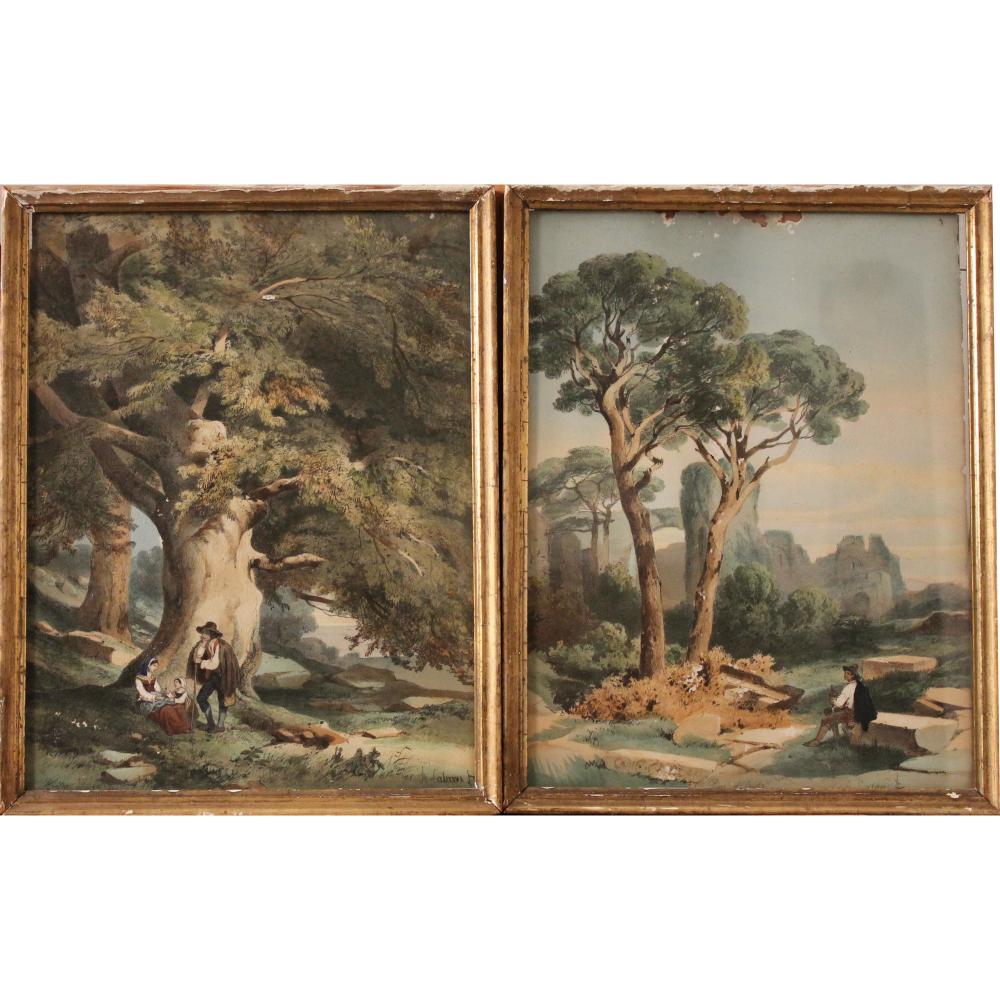 Arthur Calame comparable auction result: arthur calame 1843 1919 paesaggi di campagna con contadini country landscapes with farmers