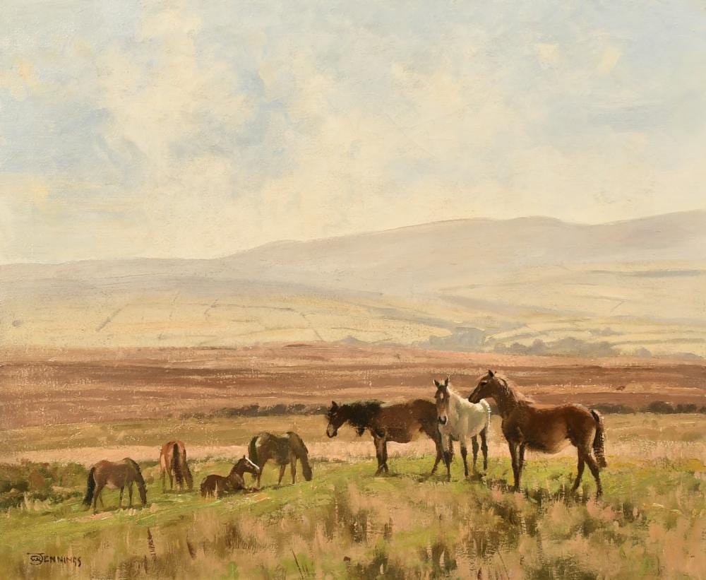 Walter Robin Jennings comparable auction result: walter robin jennings 1927 2005 horses in a landscape oil on canvas signed 20 x 24 51 x 61cm