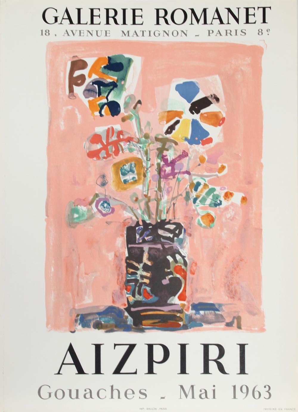 Paul Augustin Aizpiri comparable auction result: paul augustin aizpiri exhibition galerie romanet 2 lithograph poster