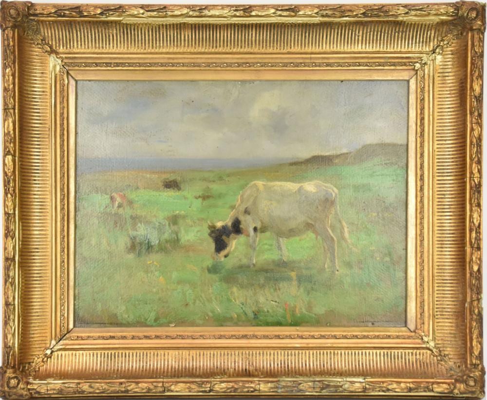 William Walls comparable auction result: william walls british 1860 1942 british scotland landscape and cows oil on board unsigned 11 1 2 x 15 3 4 board size overall 18 x 22 inches