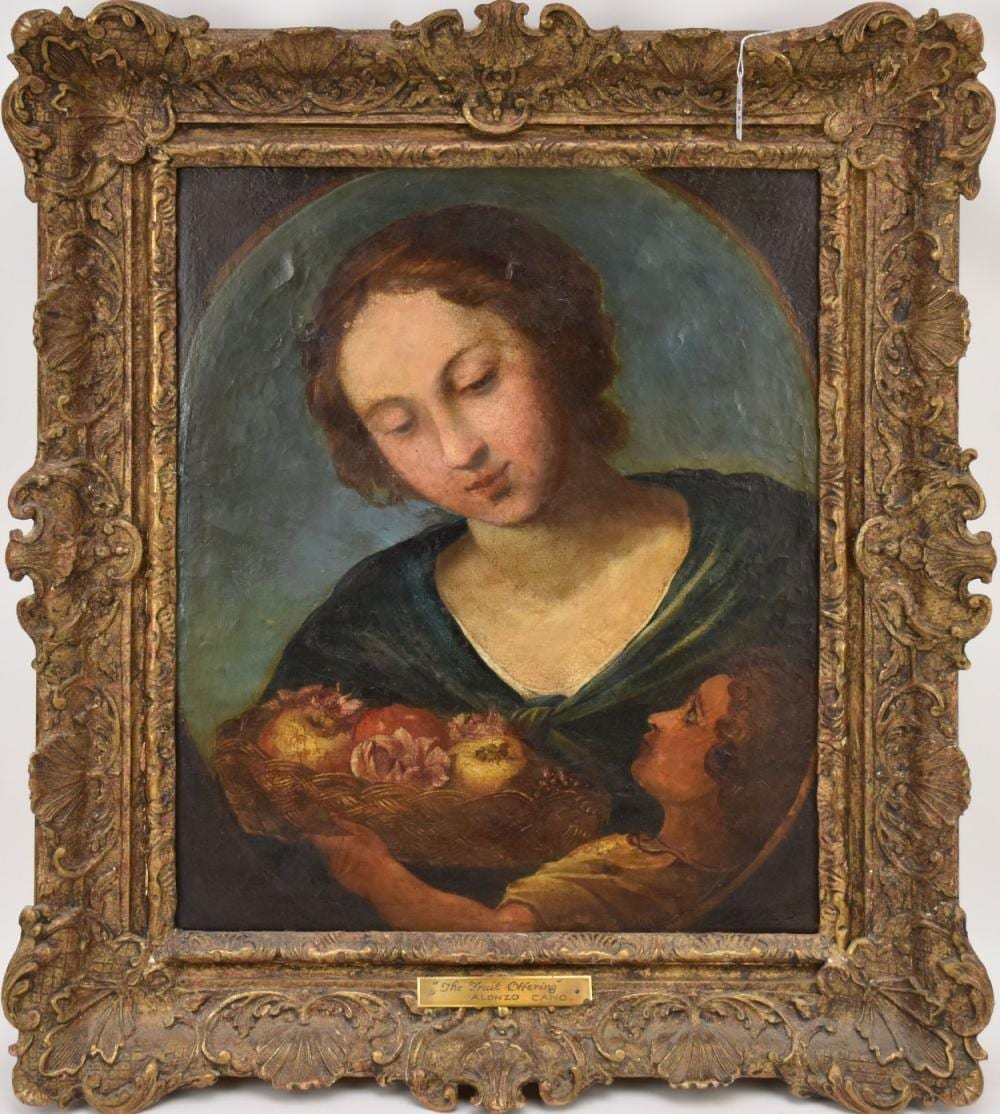 Alonso Cano comparable auction result: alonso cano spanish 1601 1667 fruit offering oil on canvas 20 x 17 inches framed 28 1 2 x 25 inches