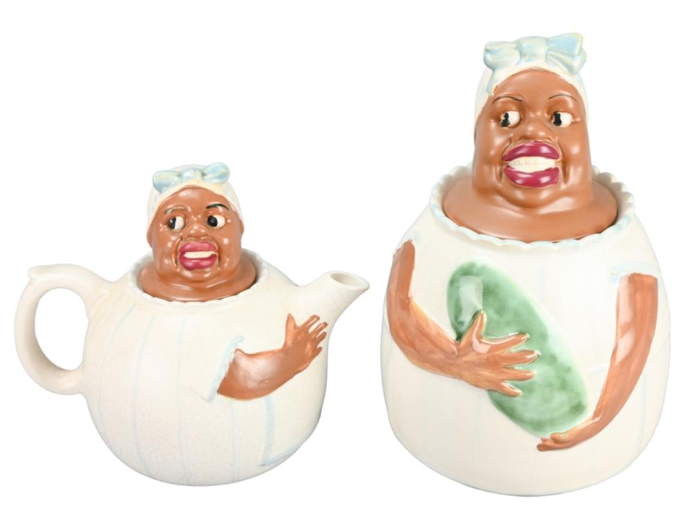 Vintage Weller Pottery Mammy Tea Pot, Cookie Jar sold by Greenwich Auction, lot 74 — auction record photograph