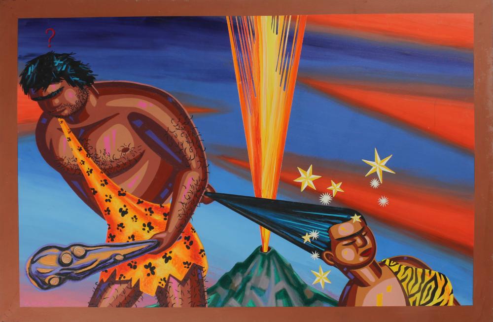 Mason Rader comparable auction result: mason rader american b 1961 primitive forces acrylic on canvas painting