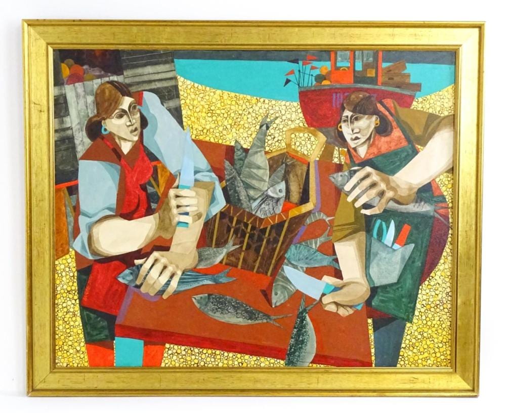 George Large comparable auction result: george large b 1936 oil on canvas fisherwomen signed and dated 2000 l