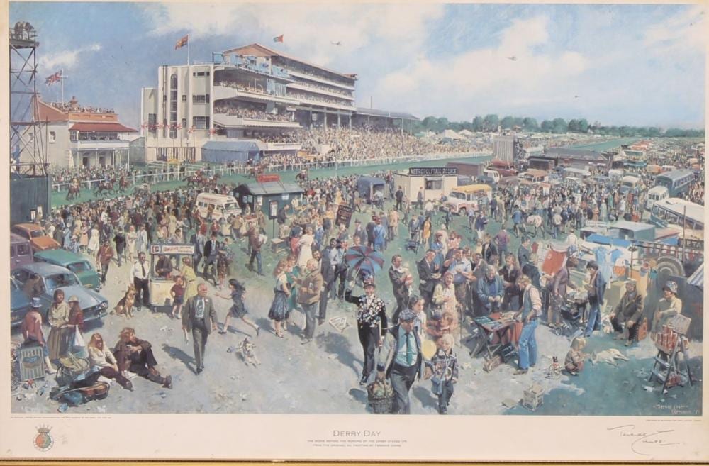Terence Tenison Cuneo comparable auction result: terence tenison cuneo by and after derby day limited edition print signed in pencil number 175 850 46 5cm x 70 5cm