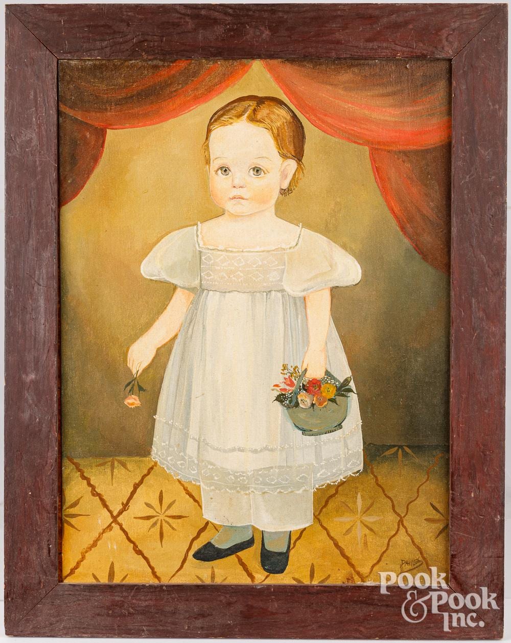 Jeanne Davies comparable auction result: jeanne davies oil on board portrait of a child