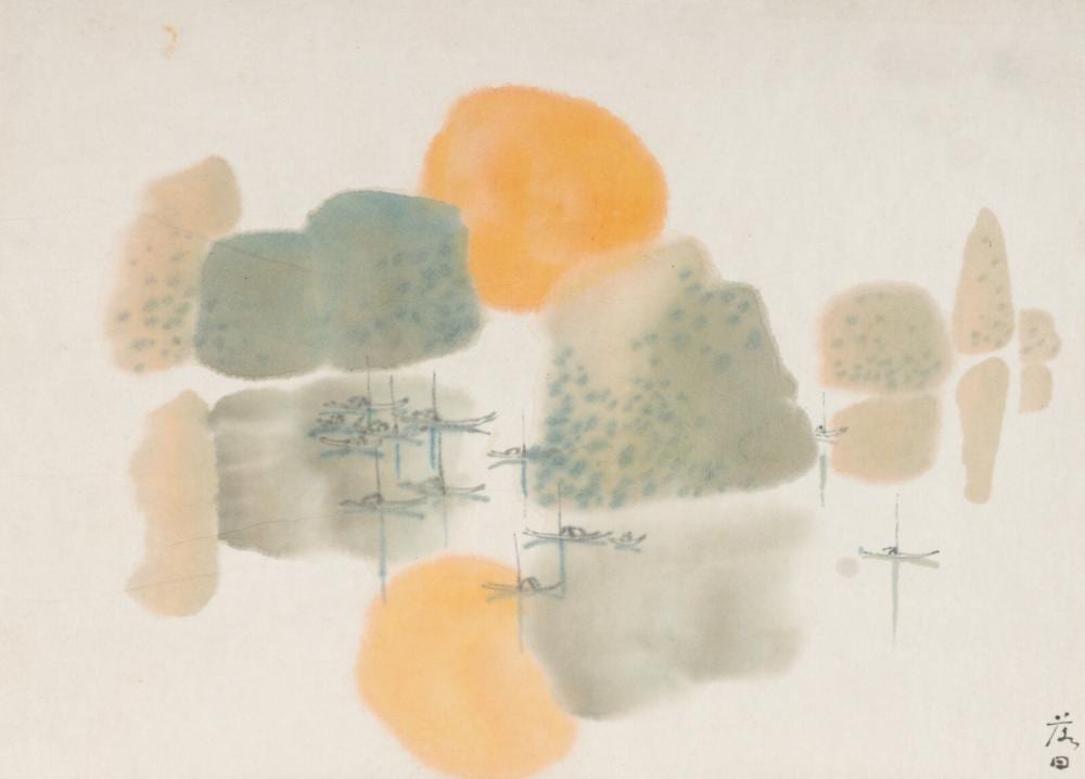 Chi-kwan Chen comparable auction result: chi kwan chen chinese 1921 2007 sunset 1962