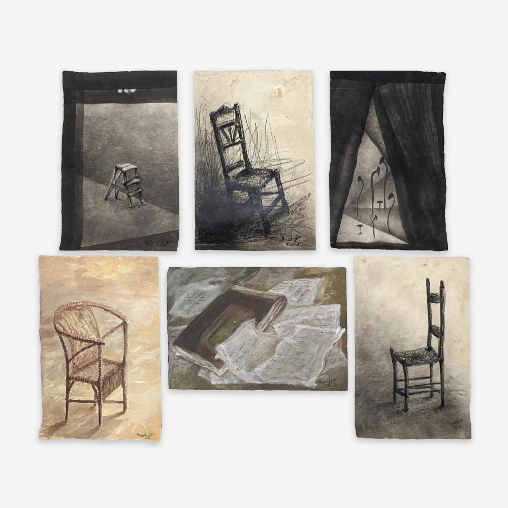 Marisol Wöerner Baz comparable auction result: marysole w rner baz chairs books and mushrooms group of 6 pieces