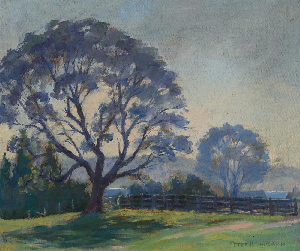 Peter Lindsay comparable auction result: peter lindsay 1908 1998 mornign light at gunning 1981 oil on canvas on board 24 x 29 cm frame 49x 45 x 4 cm
