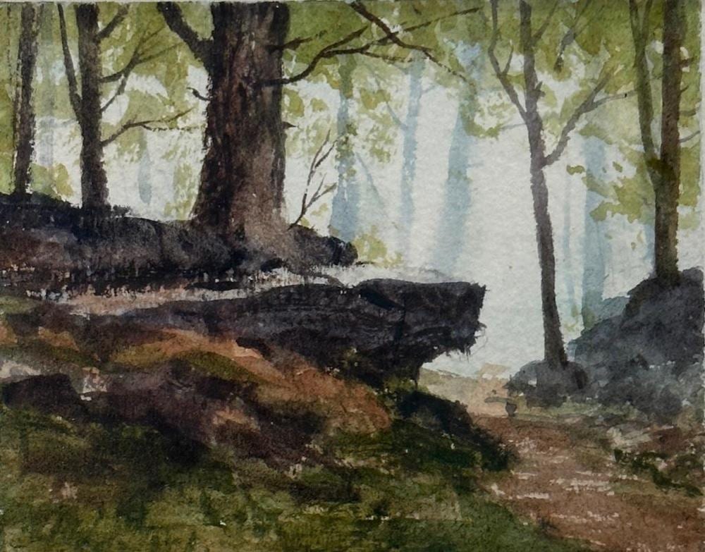 Marc Moon comparable auction result: marc moon watercolor woodland scene