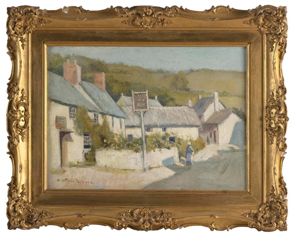 William Staples Drown comparable auction result: william staples drown rhode island massachusetts 1856 1915 european village oil on canvas 10 x 14 framed 16 x 19 5