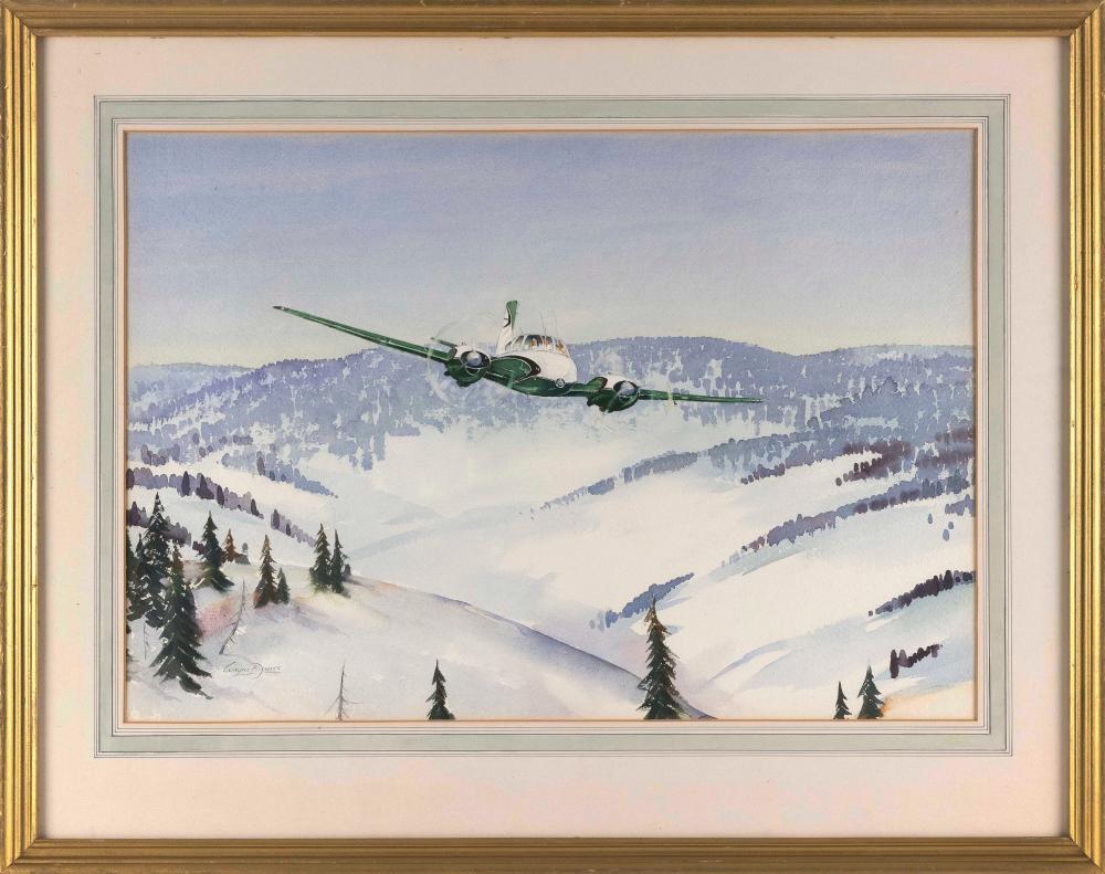 Wayne Lambert Davis comparable auction result: wayne lambert davis connecticut illinois 1904 1988 winter scene with plane watercolor on paper 16 5 x 24 framed 24 5 x 31 5