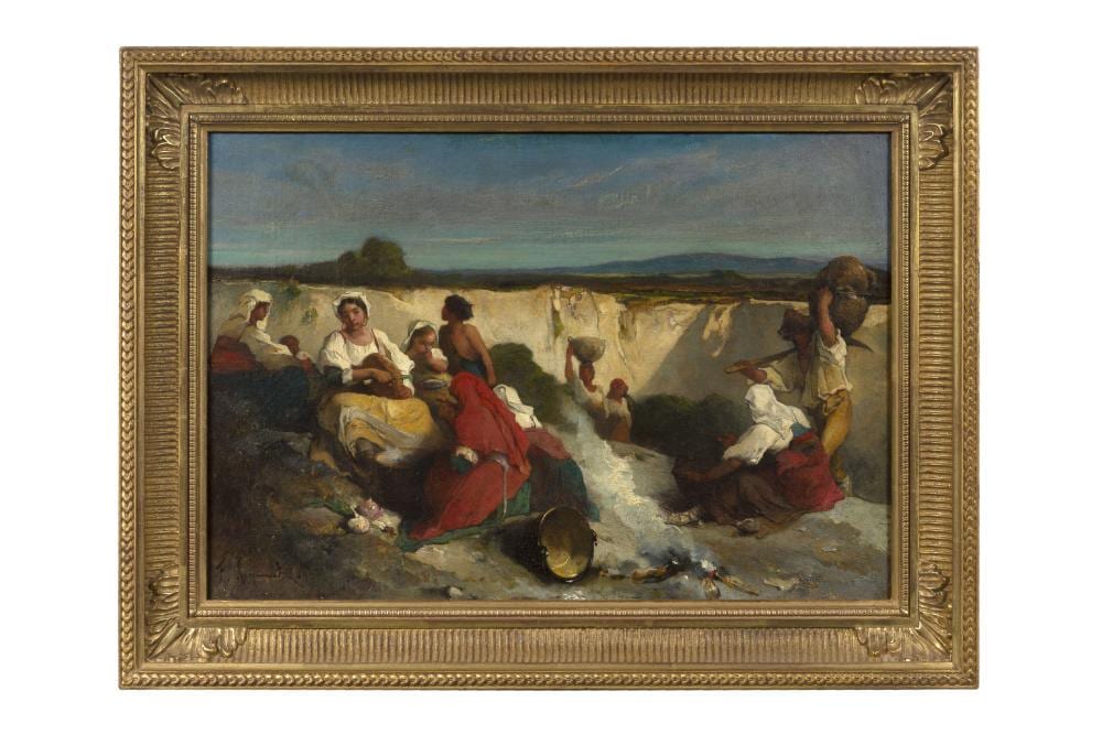 François Maurice Reynaud comparable auction result: fran ois reynaud 1825 1909 halte dans la campagne italienne 1867