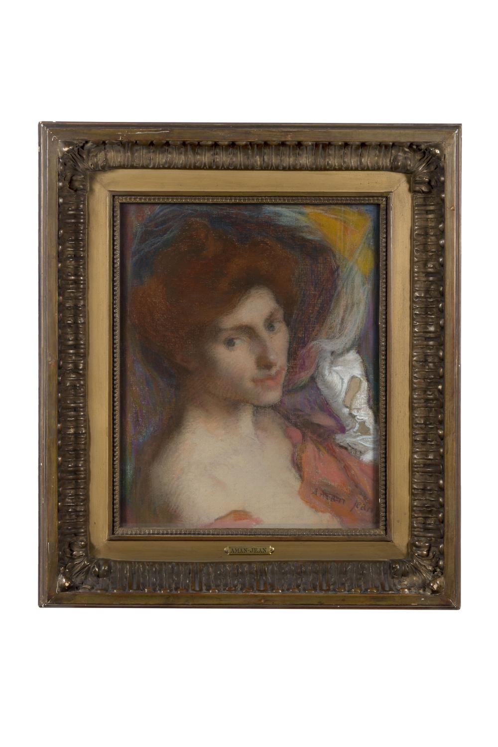 Edmond Aman-Jean comparable auction result: edmond aman jean 1858 1936 beaut rousse au gant blanc