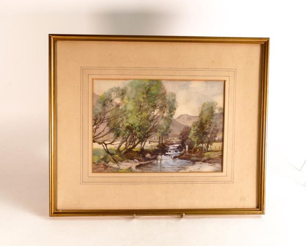 Tom Campbell comparable auction result: tom campbell scottish 1865 1943 farming countryside landscape with rolling stream size incl frame 35 5cm width 43cm