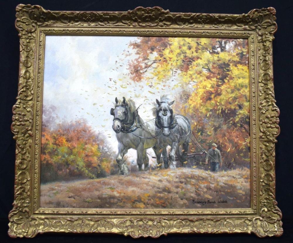 Rosemary Sarah Welch comparable auction result: rosemary sarah welch b 1946 plough horses at work in the field signed oil on canvas 49 x 59cm