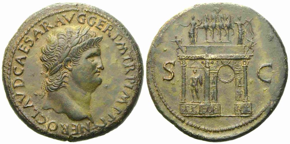 Michail Michajlovic Ceremnych comparable auction result: nero 54 68 sestertius lugdunum c ad 65 g 26 67 mm 36