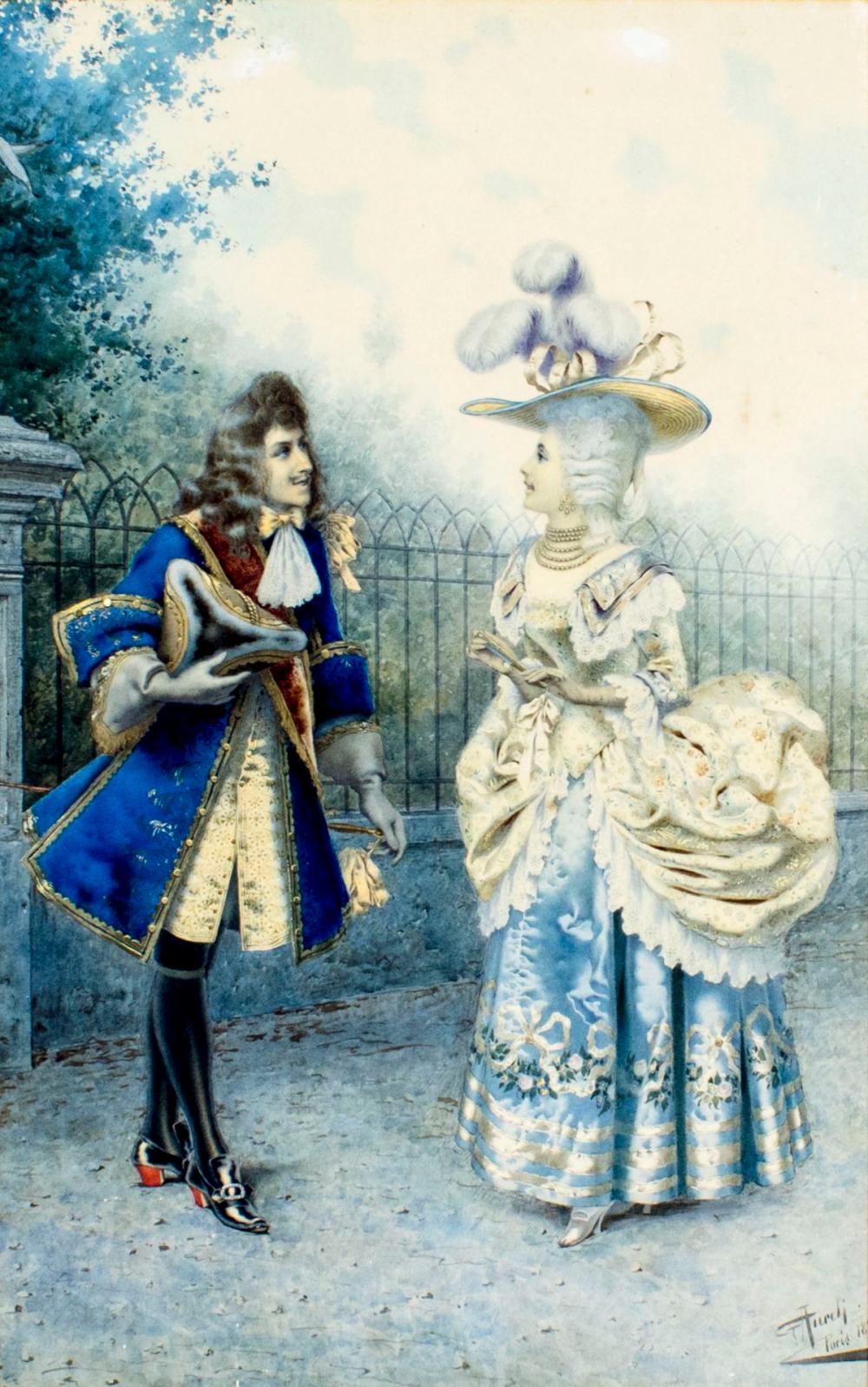 Giuseppe Aureli comparable auction result: giuseppe aureli italy 1858 1929 watercolor painting antique