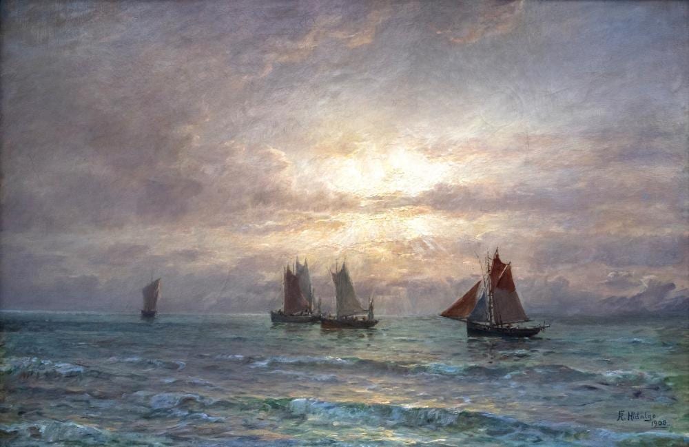 Félix Resurrección Hidalgo (1855 - 1913) - Barcos de la Vela (Sailboats) comparable sale