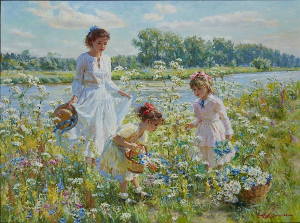 Alexandre Averine comparable auction result: alexandre averine russian b 1952 on the bank of the klyazma oil on