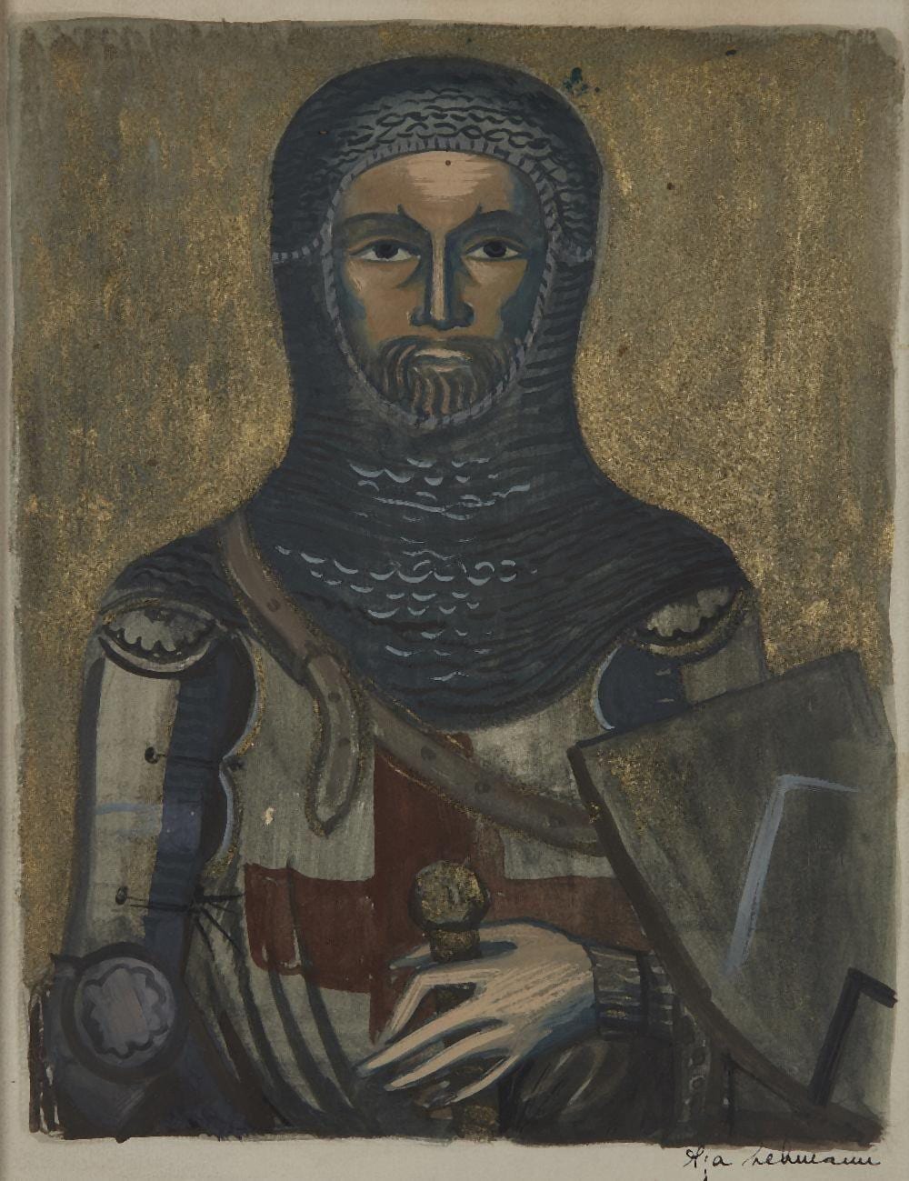 Olga Lehmann comparable auction result: olga lehmann chilean british 1912 2001 knight gouache on paper si