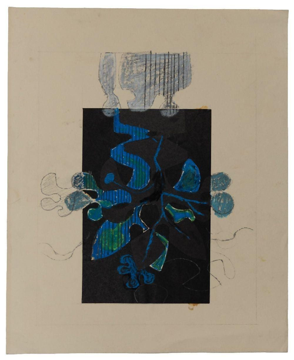 Henry Cliffe comparable auction result: henry cliffe british 1919 1993 abstract composition in blue and black