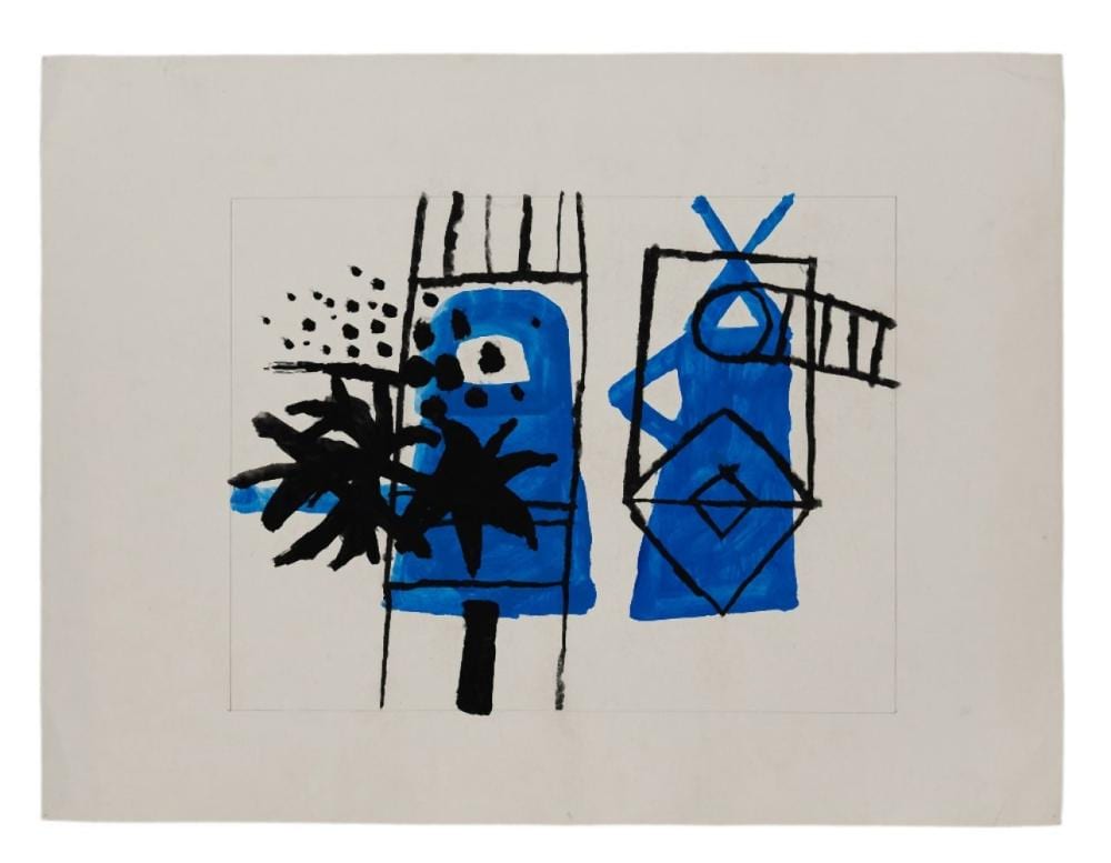 Henry Cliffe comparable auction result: henry cliffe british 1919 1993 abstract composition in blue and blac