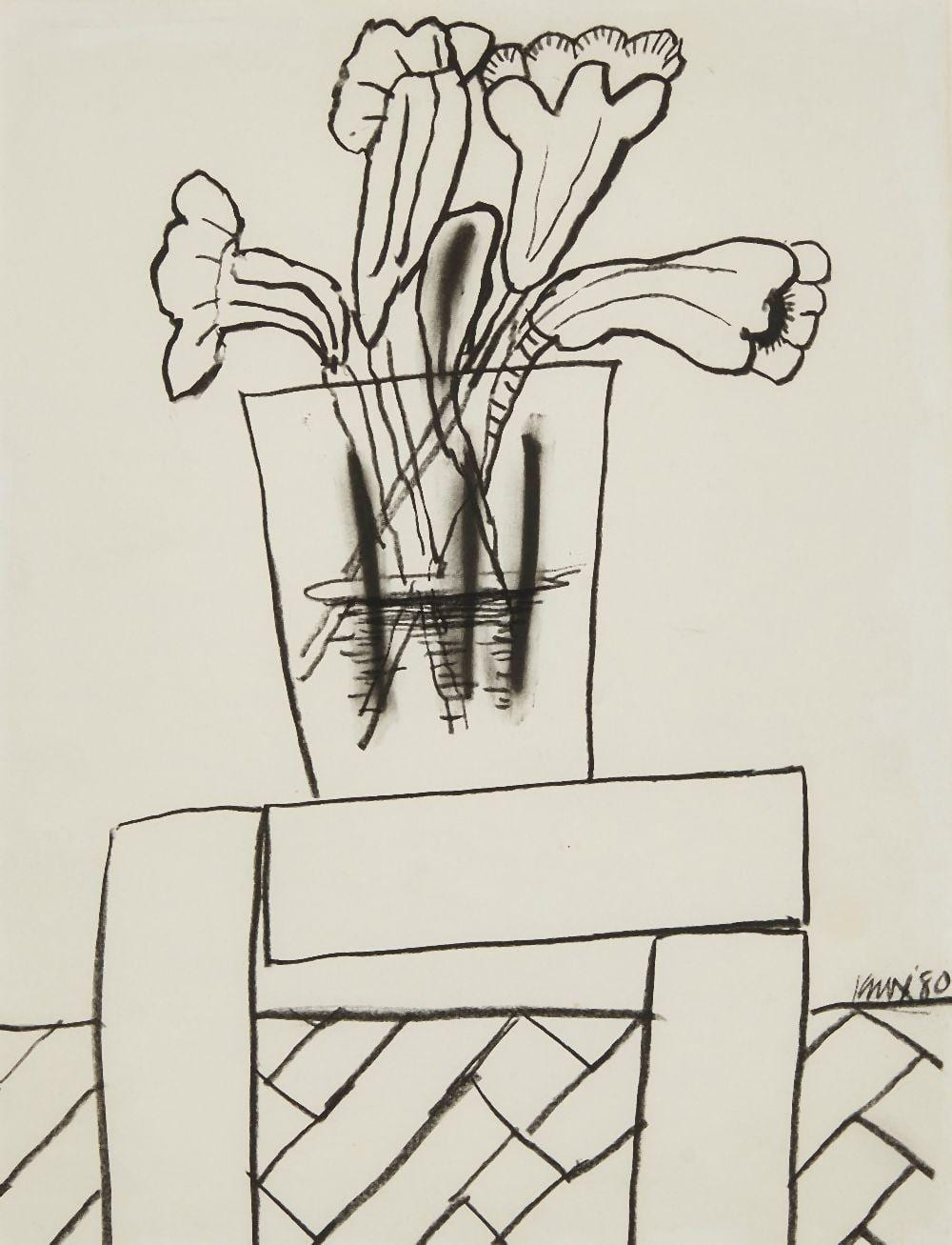 John (1936) Knox comparable auction result: jack knox british 1936 2015 flower pot 1980 charcoal on paper si