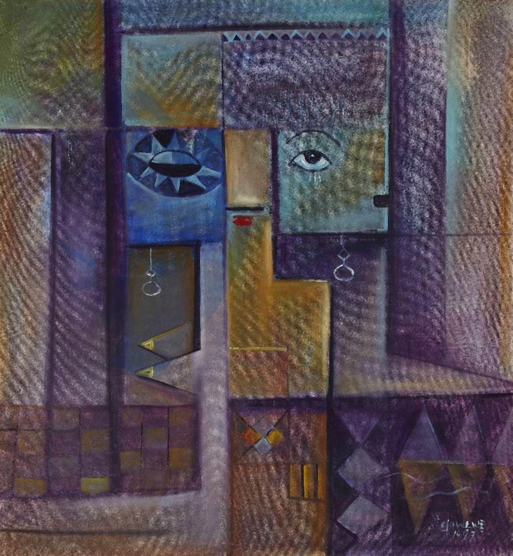 Tola Wewe comparable auction result: tola wewe nigerian b 1959 abstracted woman 1997 oil on canvas si