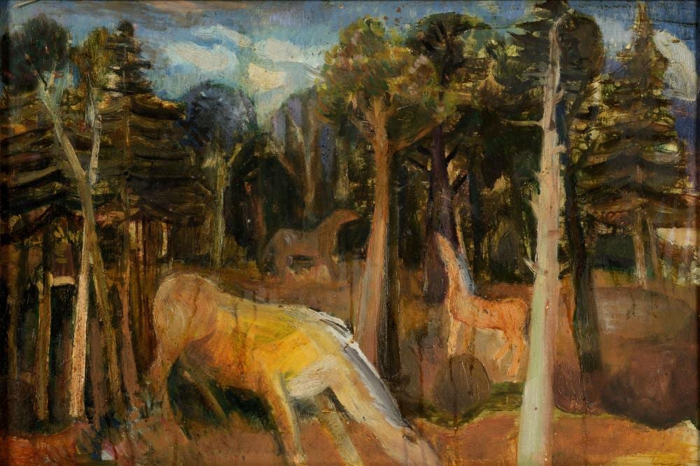 Herbert Kitzel comparable auction result: herbert kitzel pferde in waldlandschaft um 1950